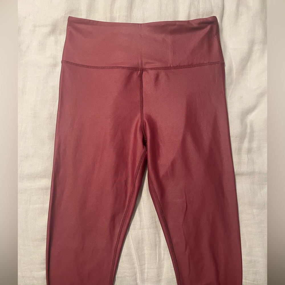 Zyia Cranberry Metallic Light n Tight Leggings 28” Long Sz 8-10 - Picture 5 of 7